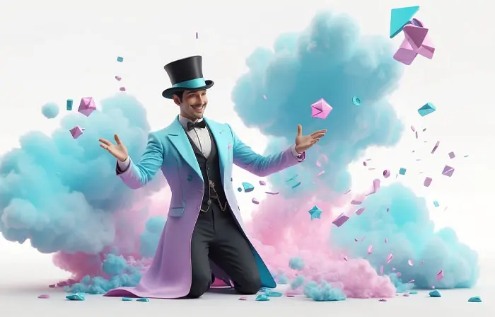 Magician in Costume 3D Picture Illustration